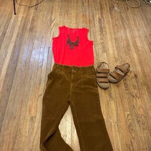 Women’s  Brown Corduroy High Waist Bell Bottom Pants Size 10